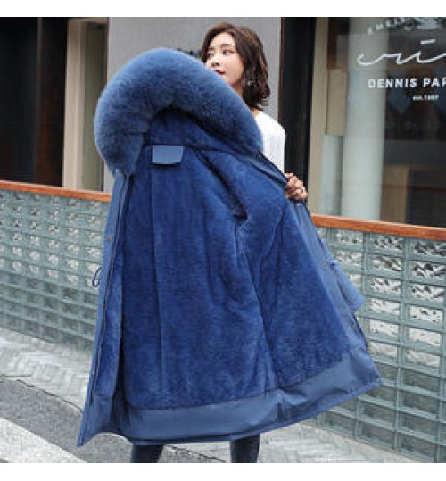 2021 winter women's coats hooded fur collar thick section warm Jackets snow Long Coat