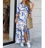 ladies dressesPlus Size Shirt Dress New Long Sleeve Print Split Shirt Loose Chiffon Shirt Dress Women
