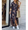 ladies dressesPlus Size Shirt Dress New Long Sleeve Print Split Shirt Loose Chiffon Shirt Dress Women