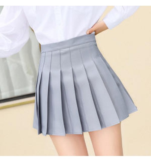 Summer Cute Pleated High Mini A-Line Skirt School Girl Women's Fashion Button Slim Waist Casual Tennis Stitching Short Skirtsz37