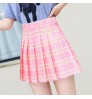 Summer Cute Pleated High Mini A-Line Skirt School Girl Women's Fashion Button Slim Waist Casual Tennis Stitching Short Skirtsz37