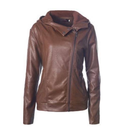 Lapel zipper leather jacket spring and autumn fashion vintage design women's jacket coat shacket