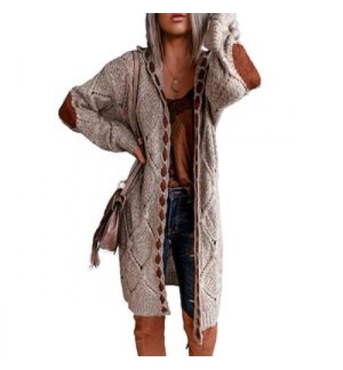 2022 fashion fall autumn winter long women knitted hooded sweater ladies cardigan women's sweaters