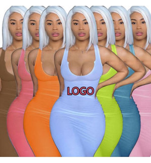 summer dress 2022 custom logo mini womens dresses casual lady elegant knitted maxi ladies bodycon dress