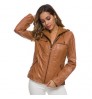 Fashion Winter Faux Leather Jacket Women's Basic Jackets Hooded Black Slim Motorcycle Jacket Women Coats Female XS-7XL