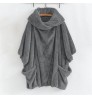 Women's Double Velvet Capes Poncho Fashion Pullover Classic Button Lapel Pocket Top Plush Irregular Casual Women Coat 5XL
