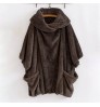Women's Double Velvet Capes Poncho Fashion Pullover Classic Button Lapel Pocket Top Plush Irregular Casual Women Coat 5XL