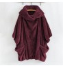 Women's Double Velvet Capes Poncho Fashion Pullover Classic Button Lapel Pocket Top Plush Irregular Casual Women Coat 5XL
