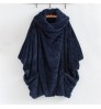 Women's Double Velvet Capes Poncho Fashion Pullover Classic Button Lapel Pocket Top Plush Irregular Casual Women Coat 5XL