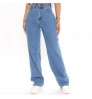 Women Denim Pants Custom Logo High Quality 100% Cotton Washed Straight Loose Fitting Wide Leg High Waist Plus Size Women's Jeans