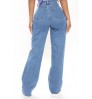 Women Denim Pants Custom Logo High Quality 100% Cotton Washed Straight Loose Fitting Wide Leg High Waist Plus Size Women's Jeans