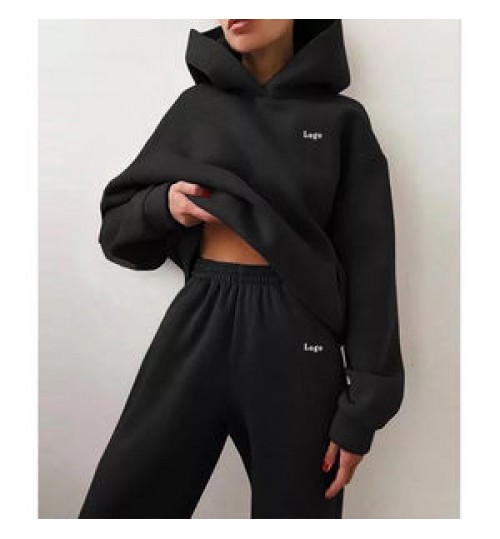 Wholesale fleece sweat pants womens two piece high waisted sweatpants 500gsm women tracksuit custom streetwear fleece sweatpants
