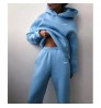 Wholesale fleece sweat pants womens two piece high waisted sweatpants 500gsm women tracksuit custom streetwear fleece sweatpants
