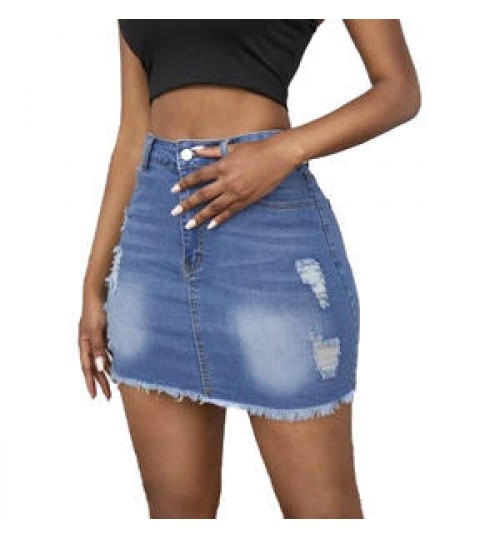Women's high waist ripped denim short skirts summer skirts girls short denim skirt
