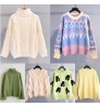 Wholesale women's sweater fashion temperament commuter round neck pullover knitted stitching sweater