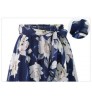 Printed Pleated Skirts Vintage Floral Pattern High-Waist Skirt Casual A-Line Women's Long Skirt