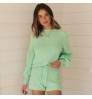 Women Butterfly Sleeve Sweaters Solid Colors Cropped Top And Knit Shorts Ladies Sweaters 2 Piece Set