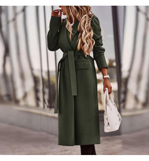 JBeiL Lapel Cardigan Solid Color Long-sleeve Woolen Coats 2022 Winter Jacket Woman