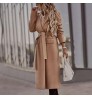 JBeiL Lapel Cardigan Solid Color Long-sleeve Woolen Coats 2022 Winter Jacket Woman