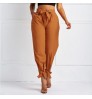Womens Casual High Waist Pencil Pants with Bow-Knot Pockets for Work