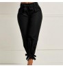 Womens Casual High Waist Pencil Pants with Bow-Knot Pockets for Work
