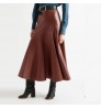 Jupe Cuir Femme Ome/odm Saia Skirts Elegant Women Long A-line Mid-length faldas Ladies Pleats Leather Pu Casual Skirt