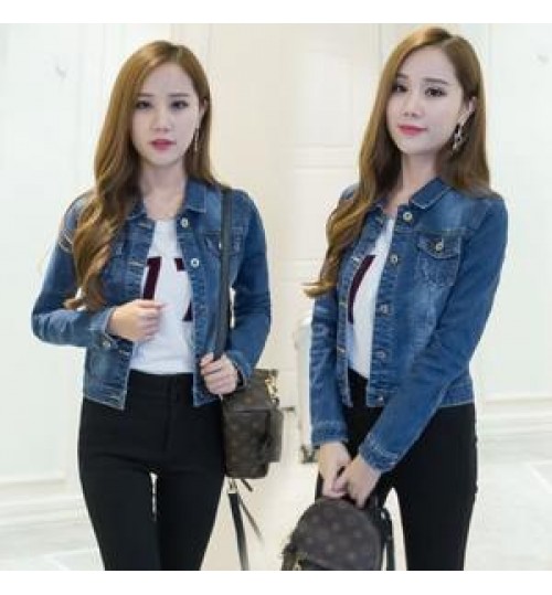 10%OFF S-XXL wholesale solid blue women denim jacket fashion women clothing denim jean jacket for women 0.6kg per pc