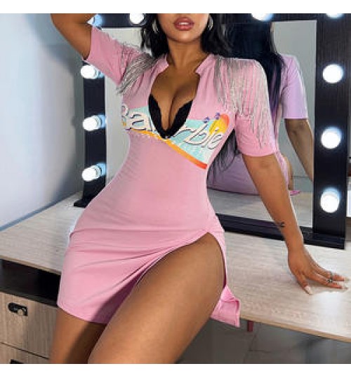 2022 Casual Fashion Dress Solid Color Plus Size Short Sleeve Girls' Tassel Short Dresses Summer Spring Woman Clothing For Women