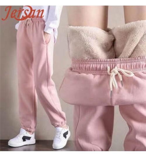 2022 Winter Women Sport Pants Sweatpants Workout Fleece Trousers Female Running Jogger Pants Solid Thick Warm Winter Harem Pants
