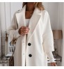 Y-3202 New Product Autumn And Winter Mid-Length Over-The-Knee Lapel Thick Loose Woolen Woolen Coat Women