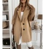 Y-3202 New Product Autumn And Winter Mid-Length Over-The-Knee Lapel Thick Loose Woolen Woolen Coat Women