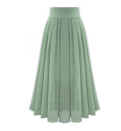 2022 Women Pleated pleated Skirts Ladies Solid Color Chiffon Long Skirt Women's Skirts