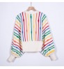 Women's Clothing Autumn winter sweater loose intercolor crew neck striped fall Women's Sweaters