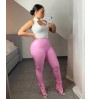 Fall clothing for women new style high waist stretch pu leather pants sexy slim-fit casual split pants pencil women pants