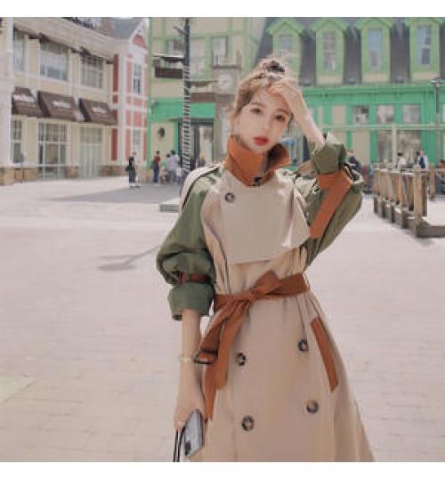 SONDR Coat 2020 Hit Women's Color Patchwork Lacing Slim Loose Over Long England Style Elegant New Autumn Fashion Clothing