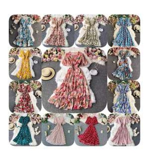 Large size women's dress summer new retro chiffon printed shirt waist loose Dress For Female Fashion Clothes