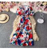 Large size women's dress summer new retro chiffon printed shirt waist loose Dress For Female Fashion Clothes