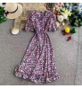 Large size women's dress summer new retro chiffon printed shirt waist loose Dress For Female Fashion Clothes
