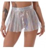Women See-through Flared Skirt Shiny High Waist Mini skirt Sexy Transparent Skirts