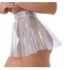 Women See-through Flared Skirt Shiny High Waist Mini skirt Sexy Transparent Skirts