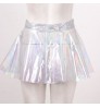 Women See-through Flared Skirt Shiny High Waist Mini skirt Sexy Transparent Skirts
