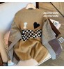 2022 spring new stitching cartoon sweater women's niche design loose lazy wind knitted top trendy