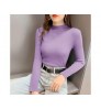 2021 High Quality Slim Elegant Pullover Style, Long Sleeve Half Turtleneck Women Stylish Knitted Ribs Black Sweater/