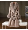 OEM Elegant Fur One Long Fox Collar Women'S Luxury Fur Coat Natural Real Mink Coat