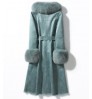 OEM Elegant Fur One Long Fox Collar Women'S Luxury Fur Coat Natural Real Mink Coat