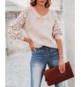 New Autumn women Fall Long Solid color Puff Hollow out Sleeve Pullover Sweaters Plus size chenille tapestry sweaters Tops