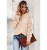 New Autumn women Fall Long Solid color Puff Hollow out Sleeve Pullover Sweaters Plus size chenille tapestry sweaters Tops