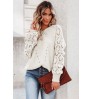 New Autumn women Fall Long Solid color Puff Hollow out Sleeve Pullover Sweaters Plus size chenille tapestry sweaters Tops