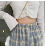 Summer High Waist Wide Leg Pants Women High Waist Casual Pants Plaid Loose Straight-leg Pants