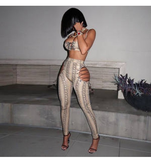 Full Female Body Suit Collage Pants Casual Outfit Tank Top With High Waist Pants Womens Clothing 2 Piece Set Women